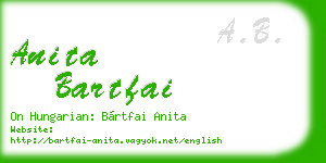 anita bartfai business card